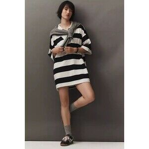 Daily Practice by Anthropologie Rugby Shirt Tunic Top Striped Cotton XXS 276794